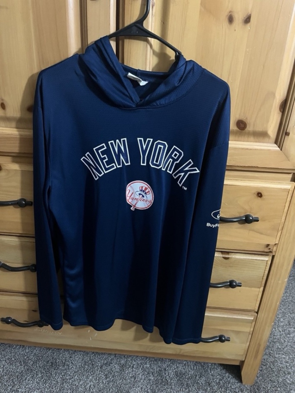 New York Yankees Hooded Pullover Sweatshirt Lightweight, Adult XL